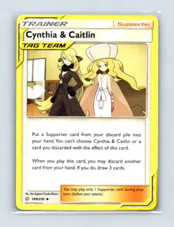 Cynthia & Caitlin 189/236 Uncommon Cosmic Eclipse Pokemon Lightly Played - Image 1
