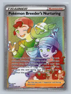 Pokemon Breeder's Nurturing 195/189 Darkness Ablaze Rainbow Holo NM MM-09-07 - Image 1