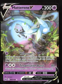 Hatterene V 065/159 LP Crown Zenith Holo V Rare Pokemon - Image 1