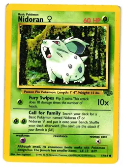 Pokemon TCG Nidoran 57/64 Jungle Set Unlimited LP/MP - Image 1