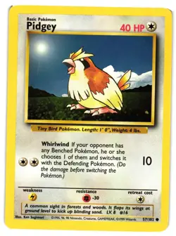 Pokemon TCG Pidgey 57/102 Base Set Common Unlimited VLP - Image 1
