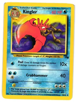 Pokemon TCG Kingler 38/62 Uncommon Fossil Unlimited VLP - Image 1