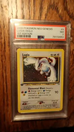 2000 Pokemon Neo Genesis 1st Edition #9 Lugia Holo PSA 7 - Image 1