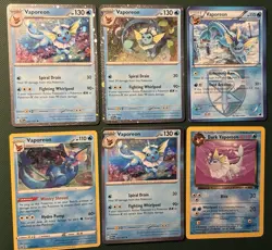 Vaporeon X6 Pokemon Card Lot - Team Rocket, Promos, Team Plasma, Cosmos - A26 - Image 1