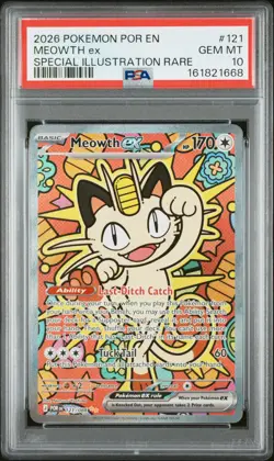 2026 POKEMON POR EN-PERFECT ORDER SPECIAL ILLUSTRATION RARE MEOWTH EX PSA 10 - Image 1