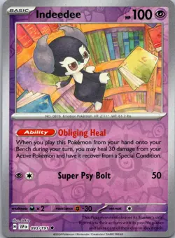 Indeedee 093/191 Uncommon Surging Sparks Pokemon Reverse Holo Near Mint - Image 1