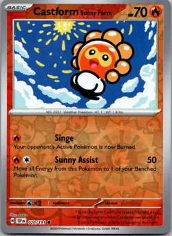 Castform Sunny Form 020/191 Common Surging Sparks Pokemon Reverse Holo Near Mint - Image 1