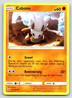 Pokemon Cubone SM - Unified Minds SM11 105/236 NM Common otumami - Image 1