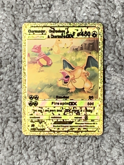 Charmander,Charmeleon&Charizard GX HP450 Emder Gold Foil Fan Art Card NM - Image 1