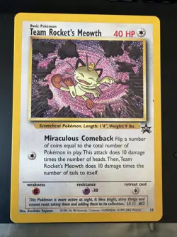 Pokemon TCG Team Rockets Meowth #18 Black Star Promo Card - Image 1