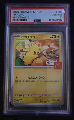 McDonald's 2025 Pokemon Japanese M-P Promo Card #020 Pikachu Burgerchu PSA 10 - Image 1