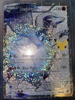 Reshiram Celebrations Holo SWSH 113/114 Pokemon TCG Card Near Mint Fresh Pull - Image 1