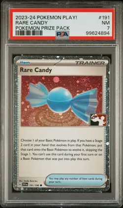 PSA 7 NM Rare Candy Holo Play! Promo Prize Pack Series 3 2023 Pokemon Card #191 - Image 1