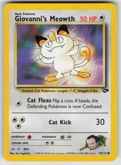 Giovanni's Meowth 74/132 Common Gym Challenge Pokemon Unlimited Lightly Played - Image 1