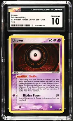 2005 Pokemon Unown (O) O/28 Unseen Forces Holo CGC 10 Gem Mint - Image 1