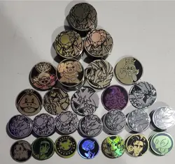 125+ Pokemon Coins Lot Offical TCG Coin DUPLICATES JUMBOS REGULAR Size - Image 1