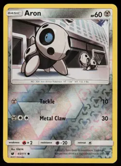 Aron 65/111 Common Crimson Invasion Pokemon Reverse Holo Lightly Played - Image 1