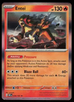 Entei 030/197 Rare Obsidian Flames Pokemon Holo Near Mint - Image 1