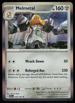 Melmetal 104/142 Rare Stellar Crown Pokemon Holo Near Mint - Image 1