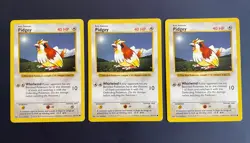 x3 Pidgey Shadowless Base Set Unlimited Moderately Played Pokemon Cards - Image 1