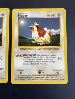 x3 Pidgey Shadowless Base Set Unlimited Moderately Played Pokemon Cards - Image 4