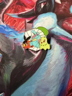 Pokemon Ascended Heroes Starter Totodile Chikorita Tepig Trio Enamel Pin - Image 1