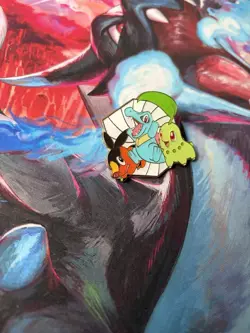 Pokemon Ascended Heroes Starter Totodile Chikorita Tepig Trio Enamel Pin - Image 2