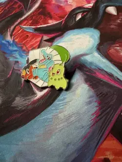 Pokemon Ascended Heroes Starter Totodile Chikorita Tepig Trio Enamel Pin - Image 3