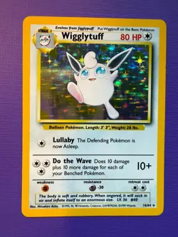 🔥 1999 Pokemon Jungle Wigglytuff No Symbol Error 16/64 Holo MP 🔥 - Image 1