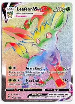 Leafeon VMAX 204/203 Rainbow Rare Evolving Skies Pokemon Holo NM - Image 1