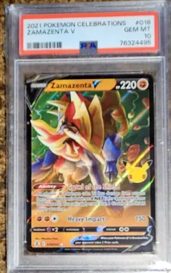 2021 ZAMAZENTA V Pokemon Celebrations #018 Full Art Holo PSA 10 GEM MINT - Image 1
