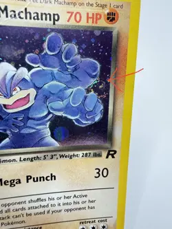 Pokemon Team Rocket Dark Machamp Holo 10/82 - SWIRL - HP/DMG - Image 2