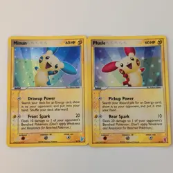 Pokemon TCG Holo Minun 7/12 + Plusle 6/12 (2) Connecting Artwork - Image 1