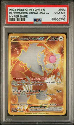 Pokemon 2024 Bloodmoon Ursaluna ex 222/167 SV06 Hyper Rare Holo PSA 10 - Image 1