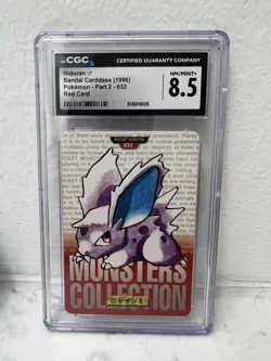 1996 Pokemon Vintage Bandai Carddass Part 2 #32 Red Card Nidoran CGC 8.5 Mint - Image 1