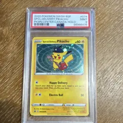 Pokemon 2020 Special Delivery Pikachu SWSH Promo SWSH074 Holo English PSA 9 - Image 1