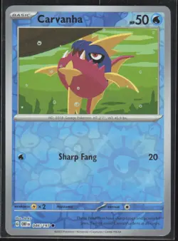 Pokemon Carvanha Common 046/197 SV03: Obsidian Flames NM - Image 1
