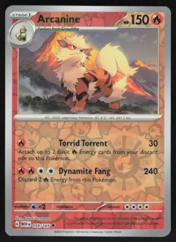 Pokemon Arcanine Uncommon 059/165 SV: Scarlet & Violet 151 NM - Image 1