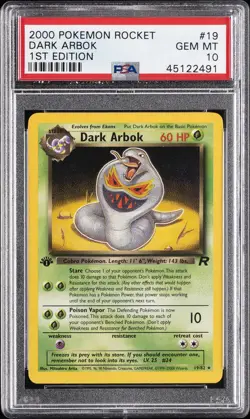 2000 POKEMON ROCKET 1ST EDITION #19 DARK ARBOK PSA 10 - Image 1