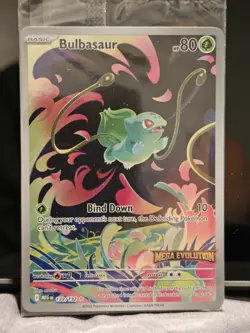 Pokemon TCG Bulbasaur IR 133/132 Mega Evolutions Stamped Promo Card Sealed - Image 1