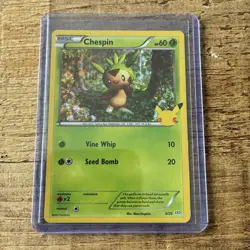 CHESPIN 6/25 HOLO MCDONALDS POKEMON 25TH ANNIVERSARY PROMO CARD - Image 1