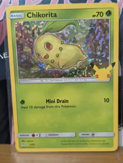 Chikorita 2/25 2021 Pokemon Card McDonald's 25th Anniversary Chikorita Holo - Image 2