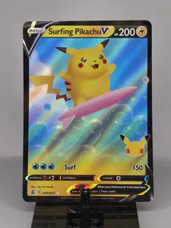 Pokemon Surfing Pikachu V 008/025 Celebrations Ultra Rare Holo Full Art 2021 EN - Image 1