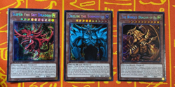 YUGIOH EGYPTIAN GOD SET SLIFER/OBELISK/RA SECRET RARE SBC2-ENA01 BATTLE CITY - Image 1