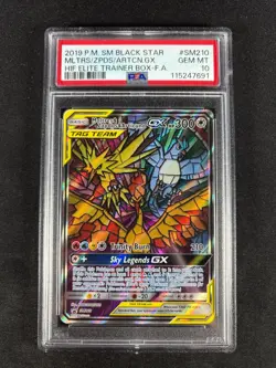 Pokemon - Moltres Zapdos & Articuno GX PSA 10 Sm210 - Hidden Fates ETB Promo ENG - Image 1