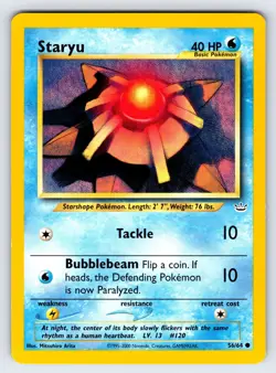 Staryu 56/64 Neo Revelation Pokemon Card Nintendo Vintage WOTC Common - Nm/Vlp - Image 1