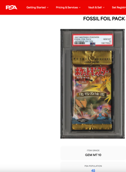 1997 JAPANESE POKEMON FOSSIL BOOSTER PACK MEWU 291 YEN PSA GEM MINT 10, 45 EXIST - Image 3