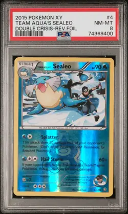 PSA 8 NM-MT Pokemon Team AQUA'S SEALEO Reverse Foil/Holo Double Crisis XY 4/34 - Image 1