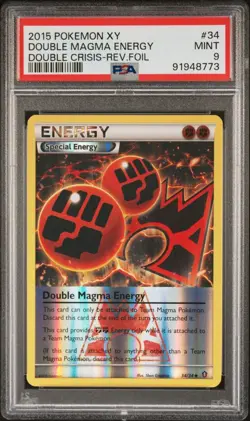 PSA 9 Mint Pokemon Double Magma Energy Reverse Foil Double Crisis XY 34/34 - Image 1