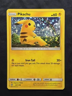 Pikachu 28/73 Sequine Holo Shining Legends 2017 Pokemon TCG MP - Image 1